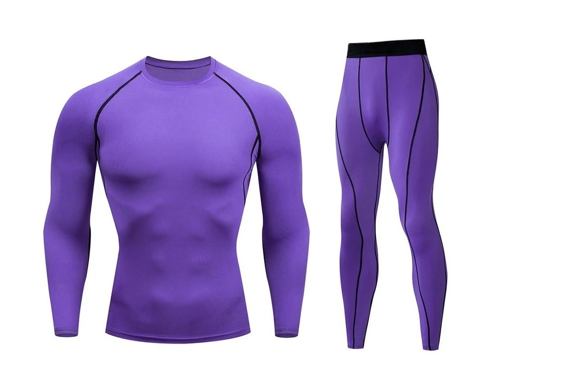 New Arrival 2024 Sportswear Fitness Tummy Control Men Workout Clothing Yoga Set Ribbed Compression Suit 2 Pieces Gym Fitness Set