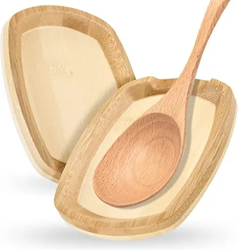 Wood Spoon holder Utensil Rest Kitchen Spatula Holder Heat-resistant Anti-slip Spoon Rest Food holder for home use