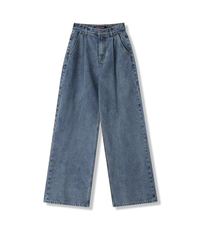 Signature Pintuck Wide Pants INDIGO Trending products 2024 new arrivals wholesale S/M/L Korean fashion