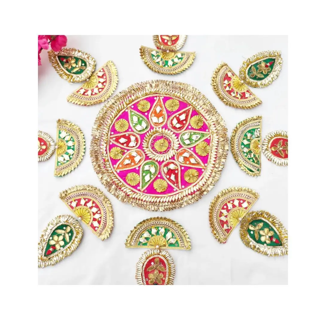 Multi Color Handmade Rangoli Mat for Festive Decor - Durable and Non-slip - Perfect for Candle Holders and Diyas