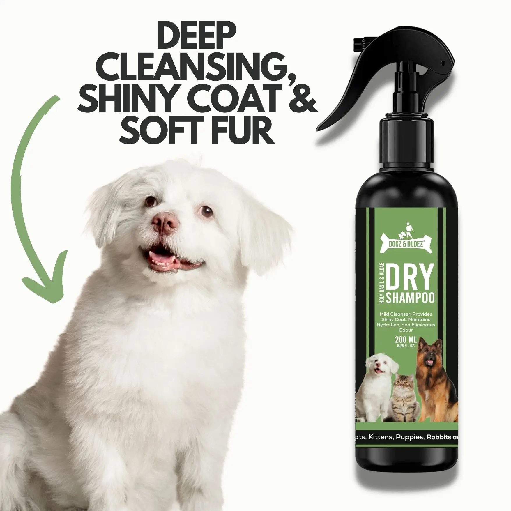 Ready To Ship Premium Quality 2 in 1 Algae Infused Dry Shampoo and Conditioner for Dogs Deep Cleansing at Best Prices
