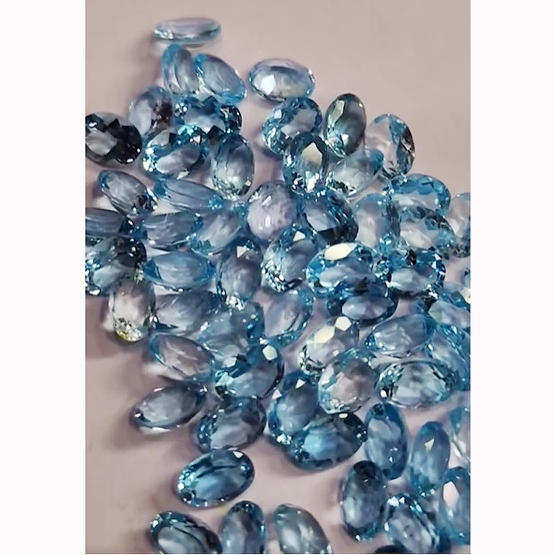 263 pcs Of Natural Sky Blue Topaz 6x4 7x5 8x6mm Oval 5x5mm square facet 240 cts lot Iroc Sales Good quality topaz cut US$192