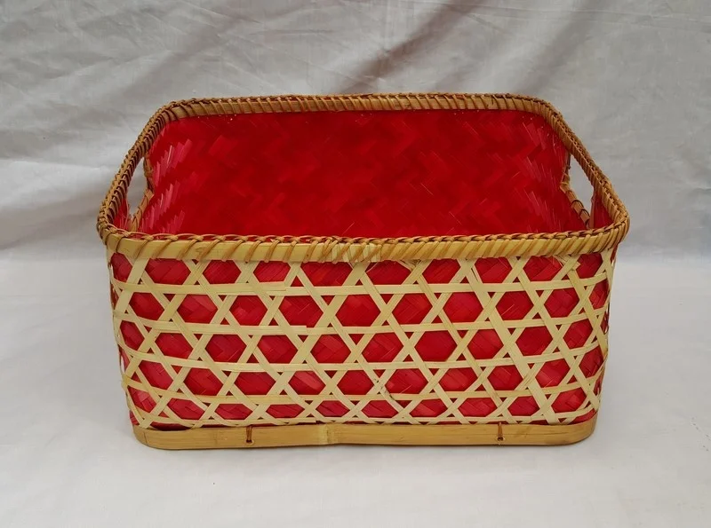 Multicolor high quality triple bamboo basket set without handle for kitchen and home storage & organization homemade in Vietnam