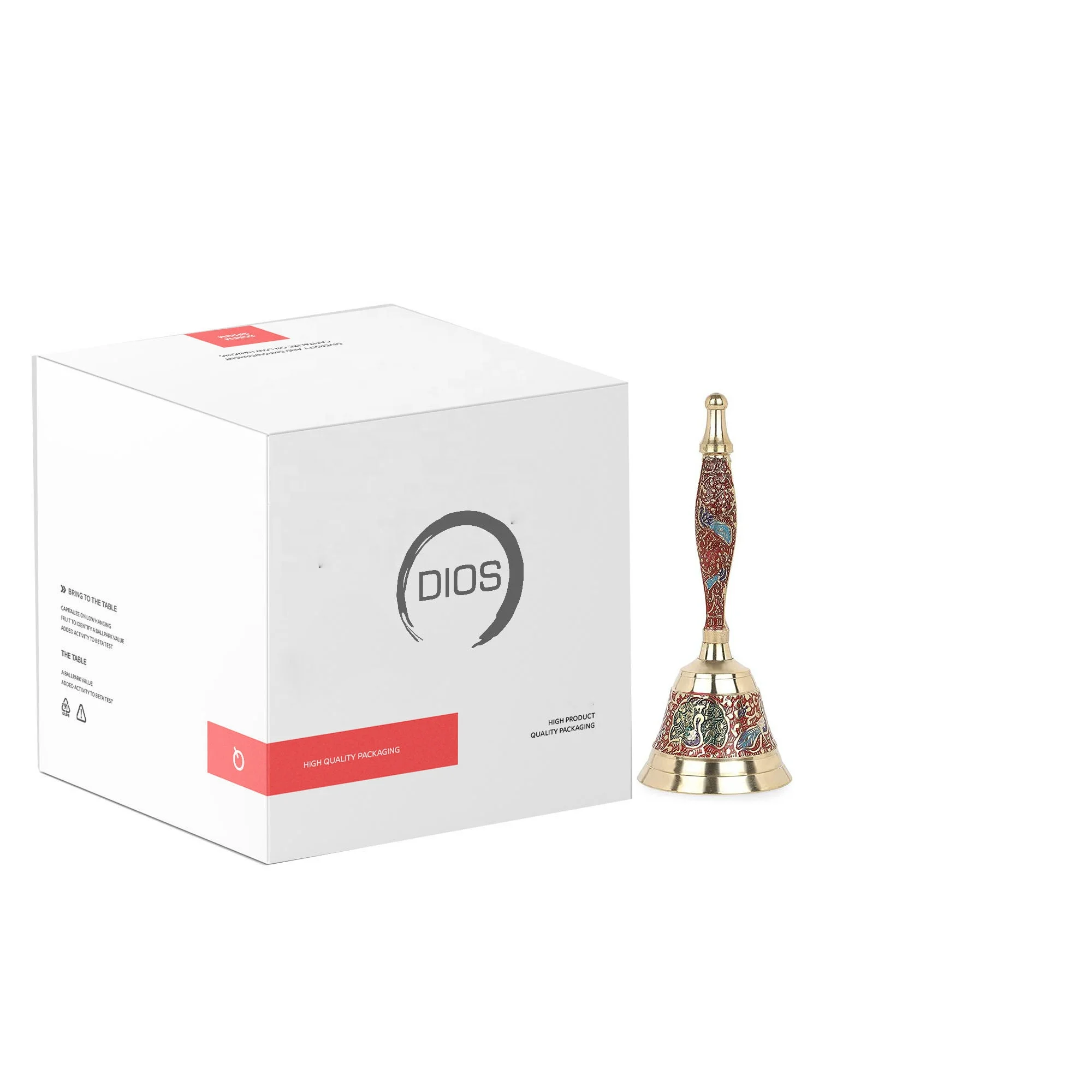 Hand engraved pure brass handle bell high selling quality new Look Metal Peon Bell For Office In Wholesale Price in set