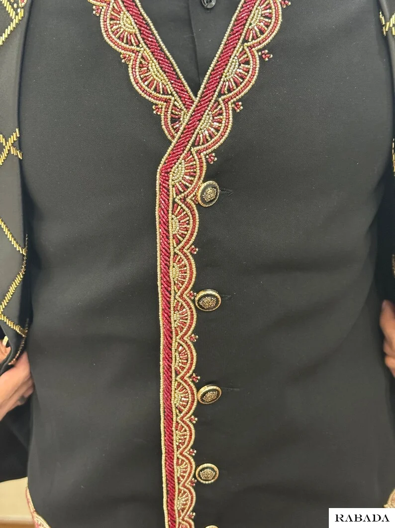 Black designer hand embroidered tuxedo, traditional groom black jodhpuri jacket Wedding Jodhpuri Indian Jacket mens suit