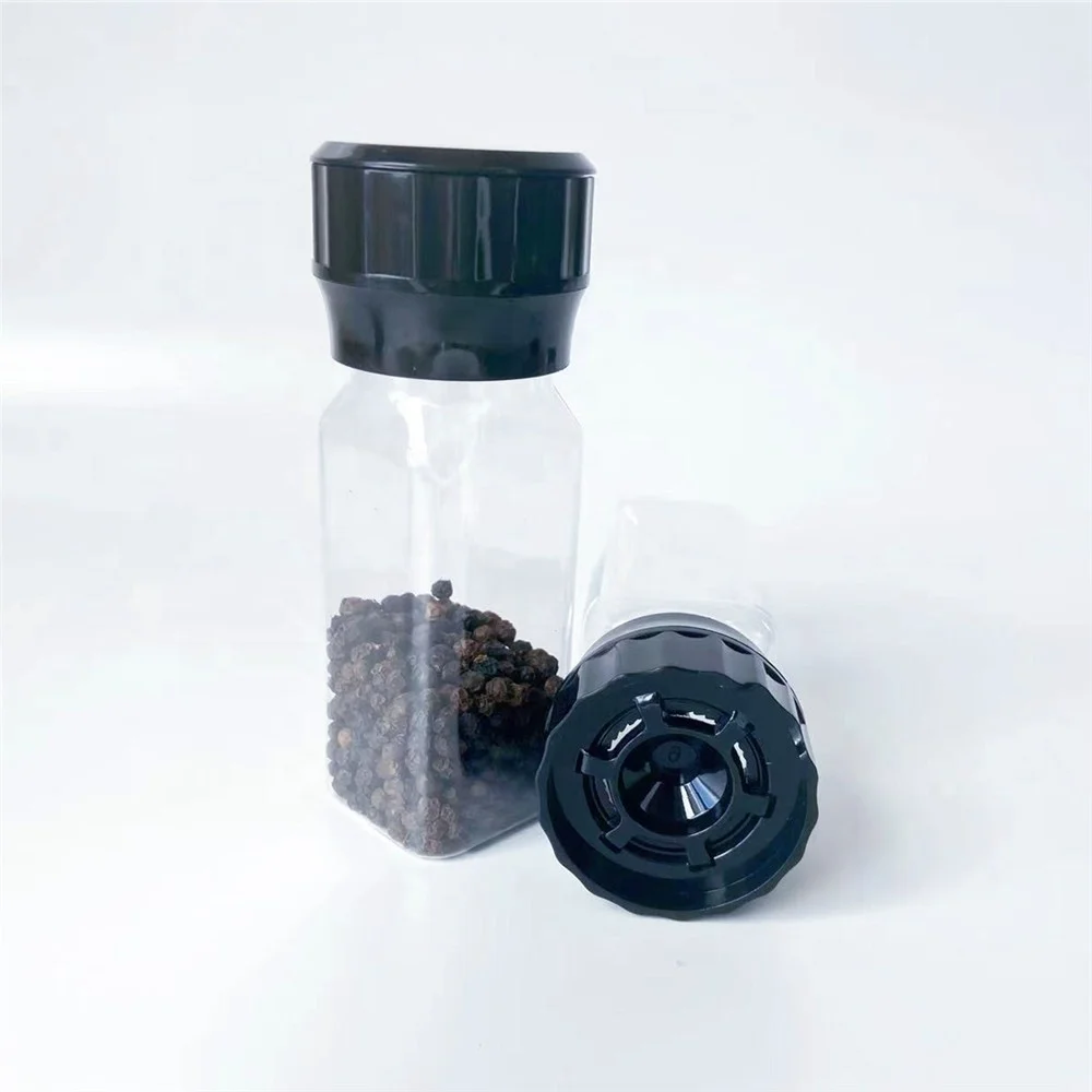 plastic salt mill and pepper grinder spice grinder cap with 100ml plastic shaker
