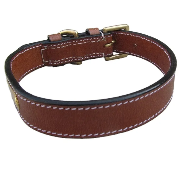 Metal Engraving Plate Popular Custom Color Decorative Leather Dog Collar Premium Genuine Leather High Quality super soft padded
