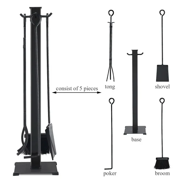 5 Pieces Fireplace Iron Fire Place Tool Set BY KSN