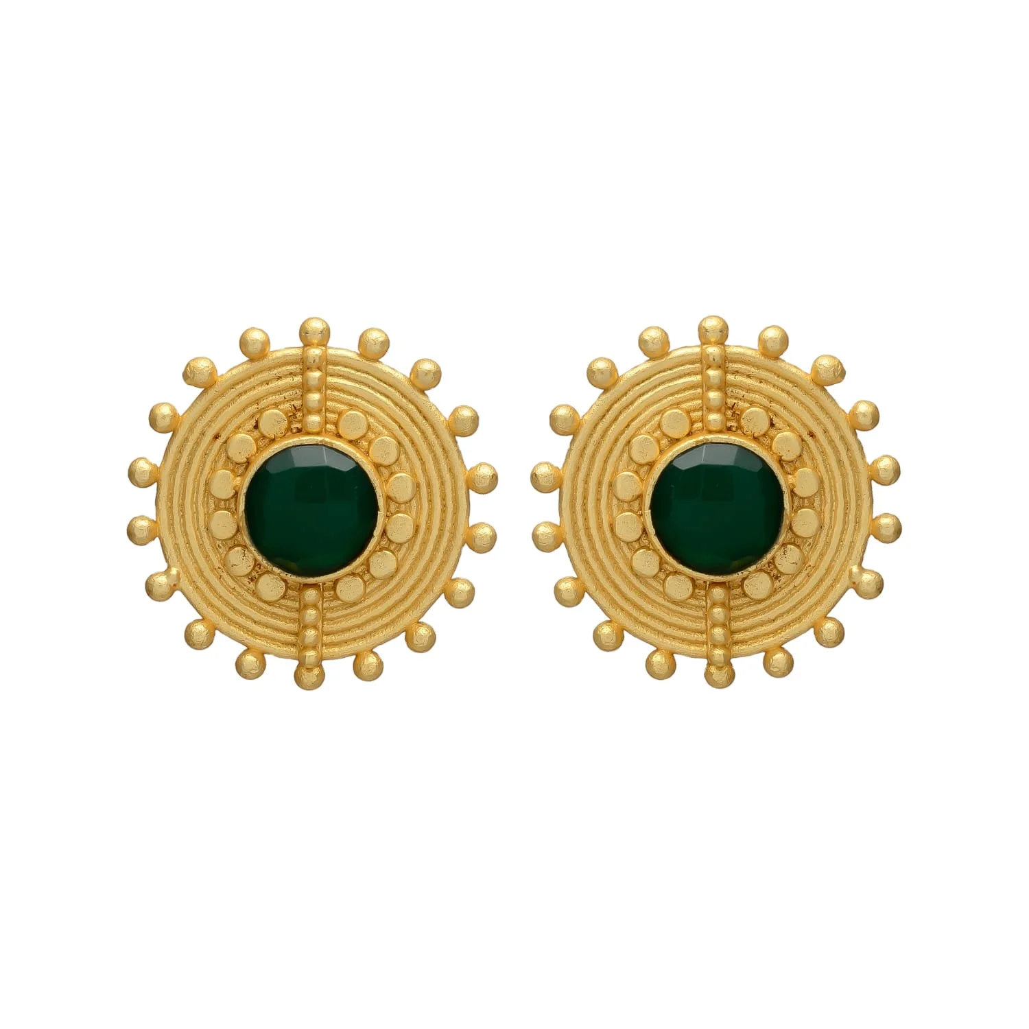 Gold plated Emerald Enchantment: Gold-Toned Earrings with a Captivating Green gemstone earrings