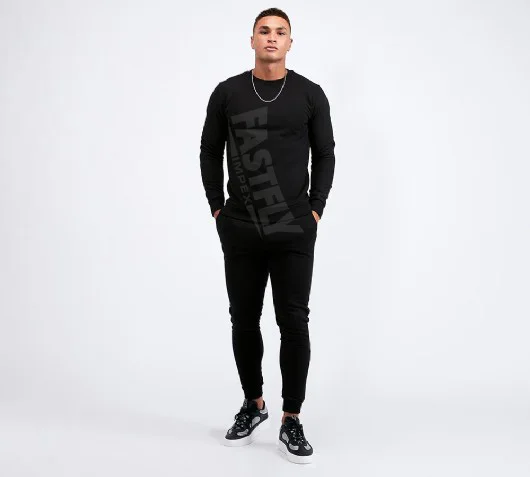 Wholesale  gym tracksuit for men black cotton tracksuit set men jogger suits