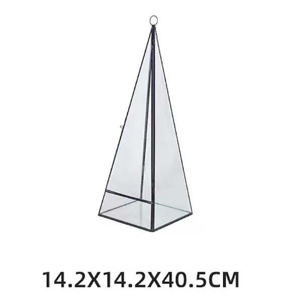 pyramid vertical metal glass geometric terrarium for home and indoor