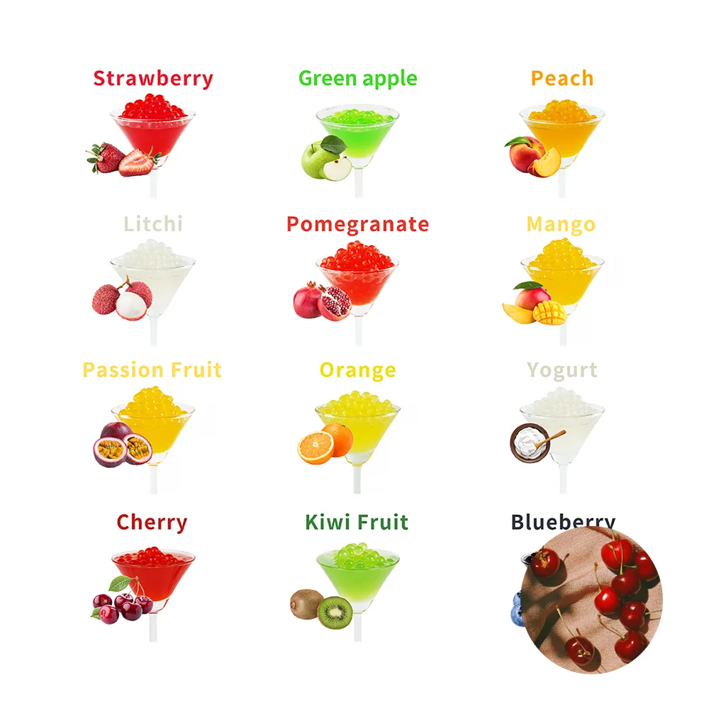 Taiwan product cherry flavored popping boba excellent choice to enhance the flavors of tapioca pudding