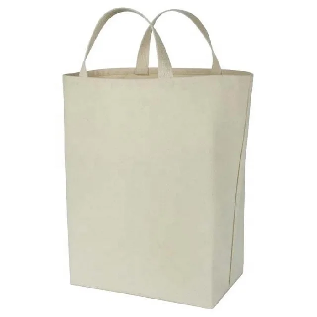 Promotional Custom Logo Printed White Drawstring Organic Cotton Shopping Shoulder Bag Eco-friendly Folding Tote Portable Handbag