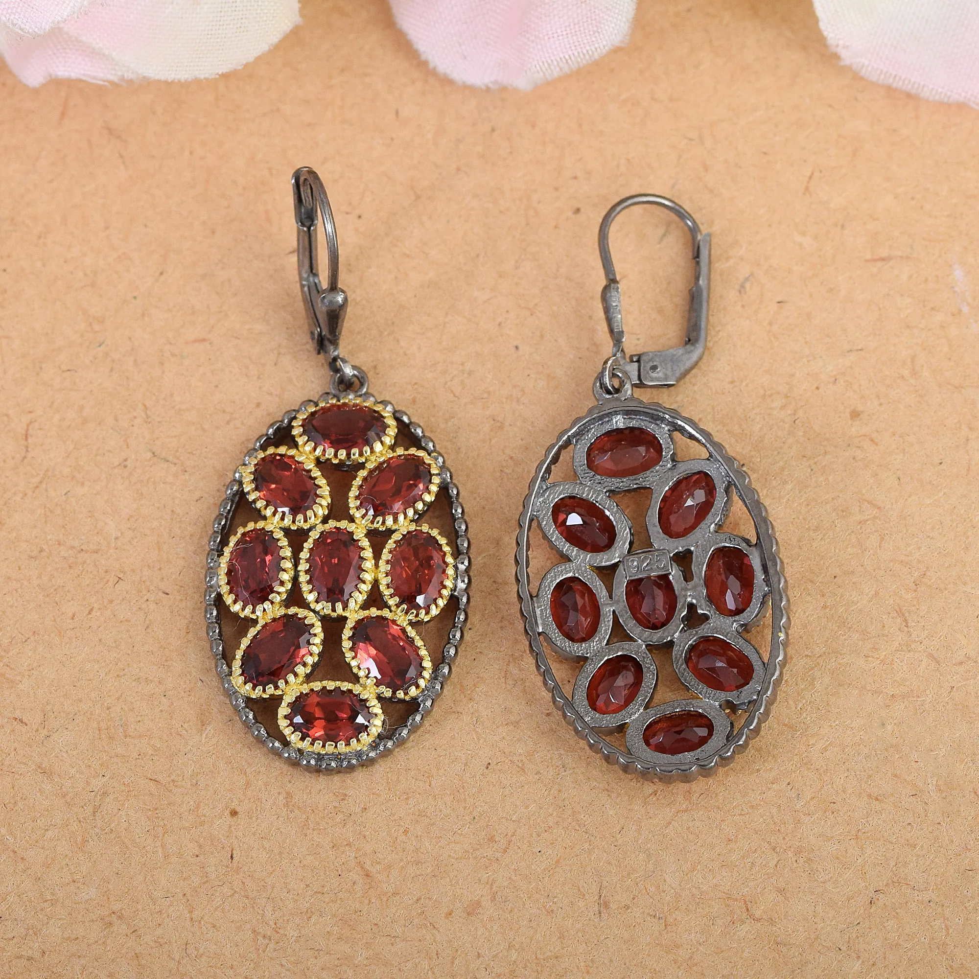 Best Wholesaler Red Garnet Gemstone Dangle Earrings Top Seller 925 Sterling Silver Modern Trendy Best Selling Customized Jewelry