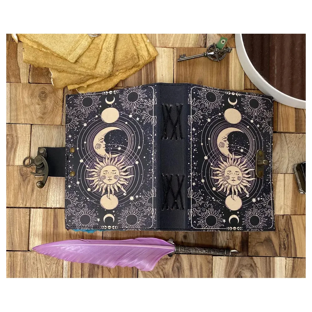 New Design Sun & Moon Vintage Journal Leather Journal For Women Large Leather Journals Vintage Book Of Shadows Sketchbook