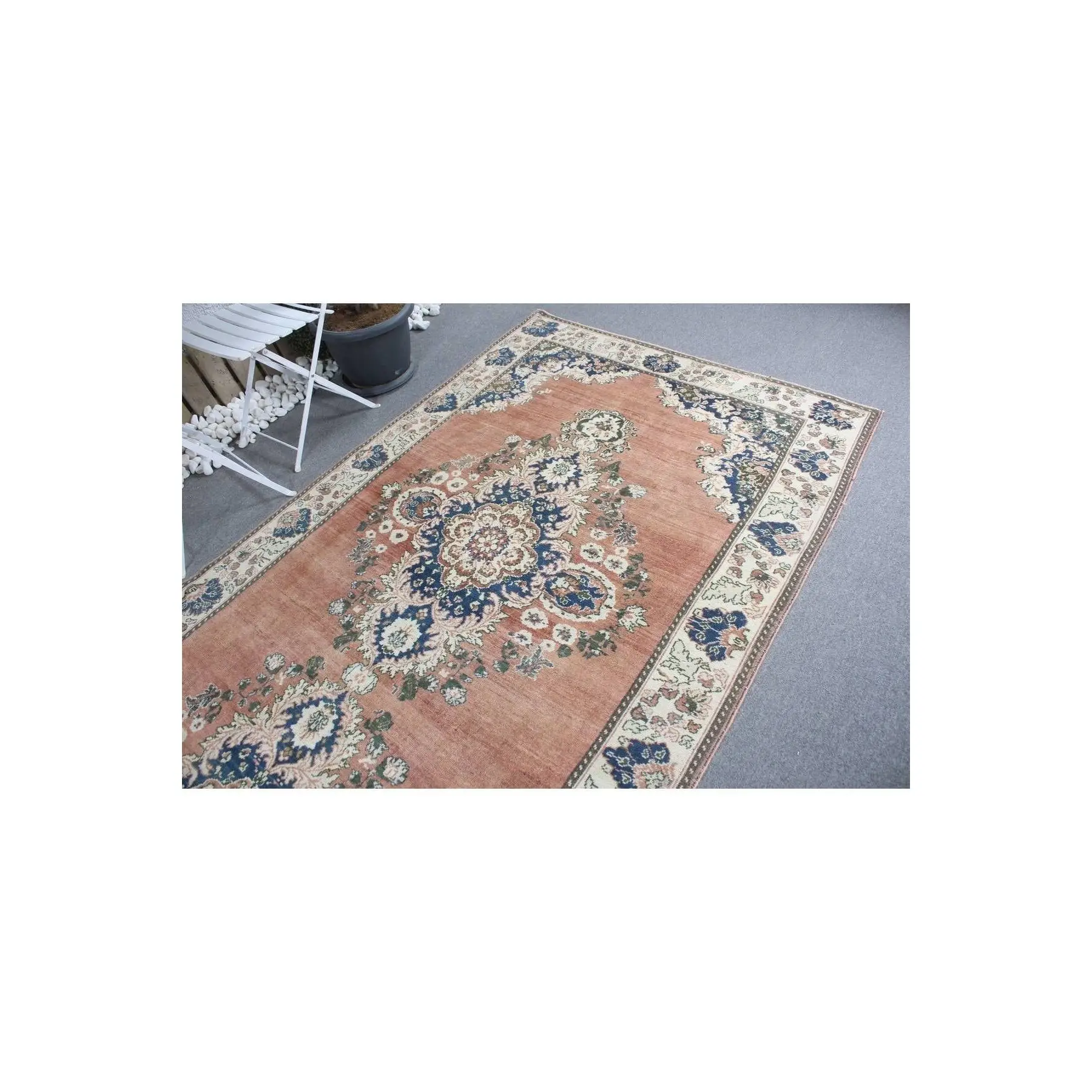 Hand Woven Carpet, Turkish Carpet, Anatolian Carpet Bronze, 154x350 Cm