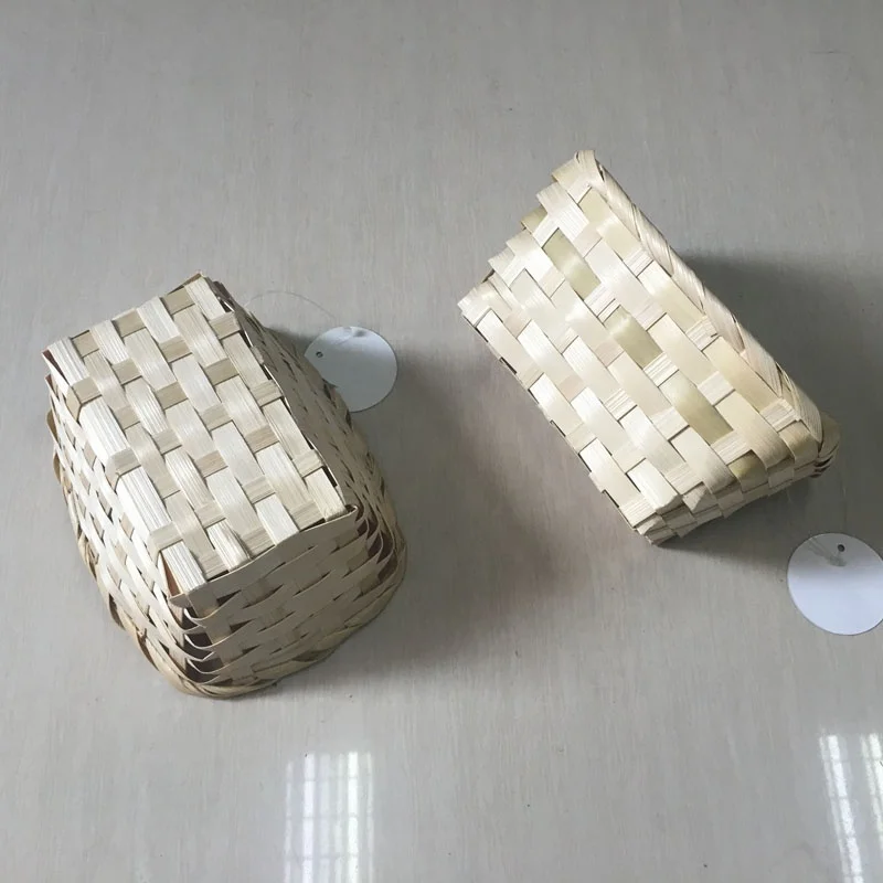 Bamboo Basket Decorative Small Basket Rectangle Shape Decoration Storage Natural Weaved Handmade Arts & Crafts Holder Gifts Pack
