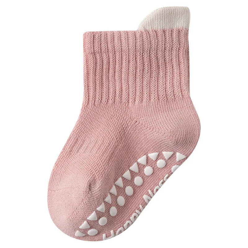 Wholesale autumn winter combed cotton baby mid-calf socks solid color baby children non-slip bottom floor new born socks