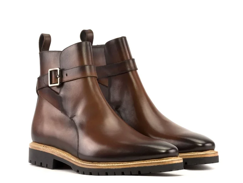 Classic Plaid Design Good Quality Comfortable Leather Chelsea Boots for Men Waterproof Anti-Slip round Toe Slip On Autumn Season