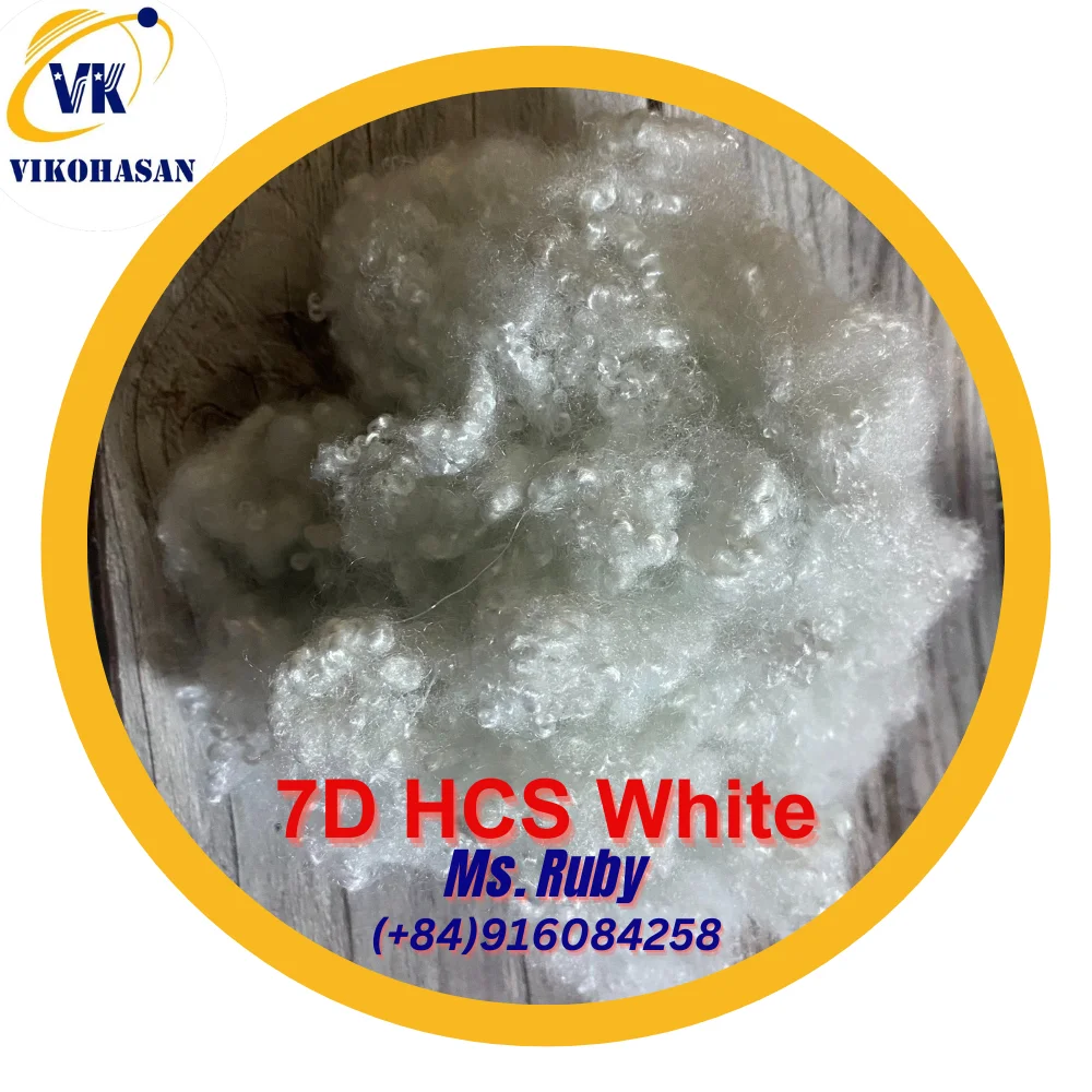 Vikohasan 7D HCS White Hollow Conjugated Siliconized PSF Recycled Polyester Staple Fibers Soft Furniture Cushion stuffing 15D