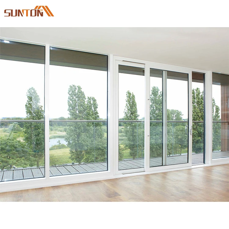 China supplier modern upvc profile frame windows and doors patio balcony upvc glass partition sliding french door with grill