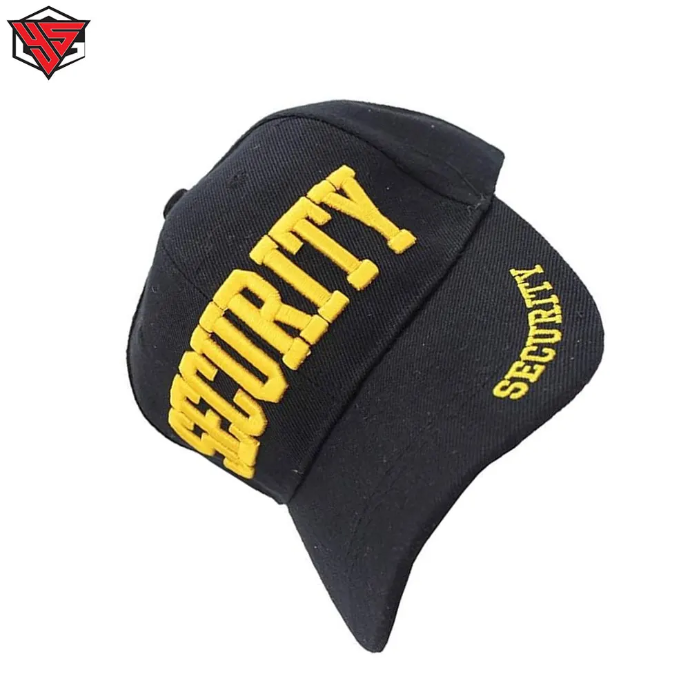 Security Cap with Custom ID on Front and Back, Adjustable Black Tactical Hat for Security Guards Durable Cotton