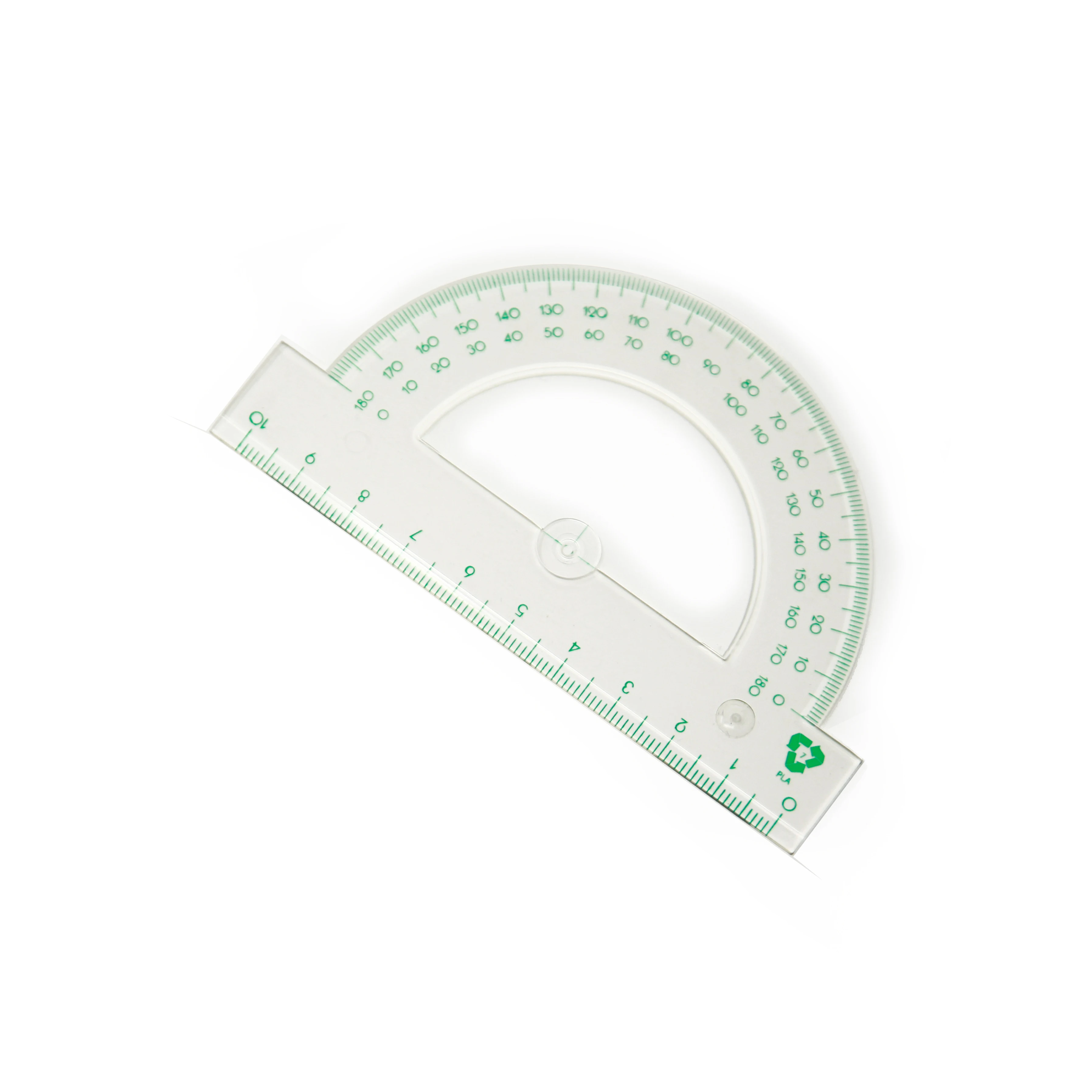 transparent custom PLA polylacticacid biodegradable plastic protractor 10 cm 180 degree for school