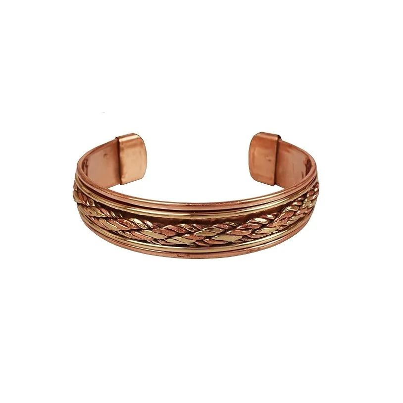 Handcrafted Pretty Copper Brass Multi Layer Braided Pattern Hand Forged Solid High Gauge Tibetan Elegant Magical Look Bracelet