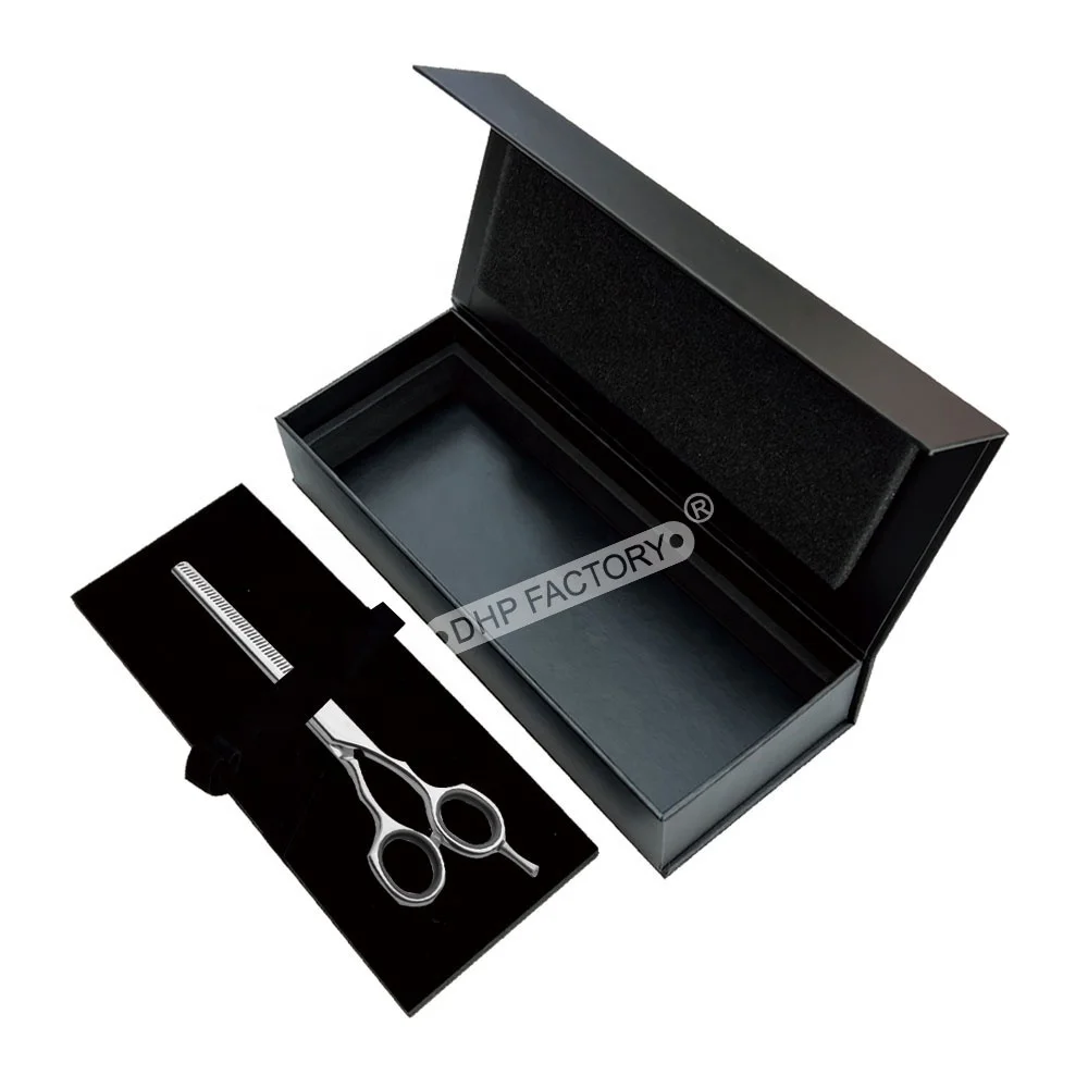 High End Vintage Paperboard Book Style Magnetism Hairdressing Scissors Gift Set Packaging Box with Insert