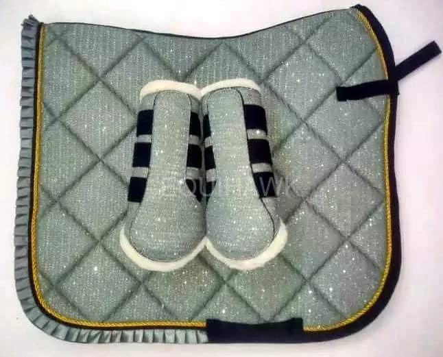 COTTON SADDLE PAD SPARKLE DESIGN AND FASHION CRYSTAL DECORATED INSIDE HIGH DENSITY CUSHION SADDLE PAD FOR HORSE SADDLE