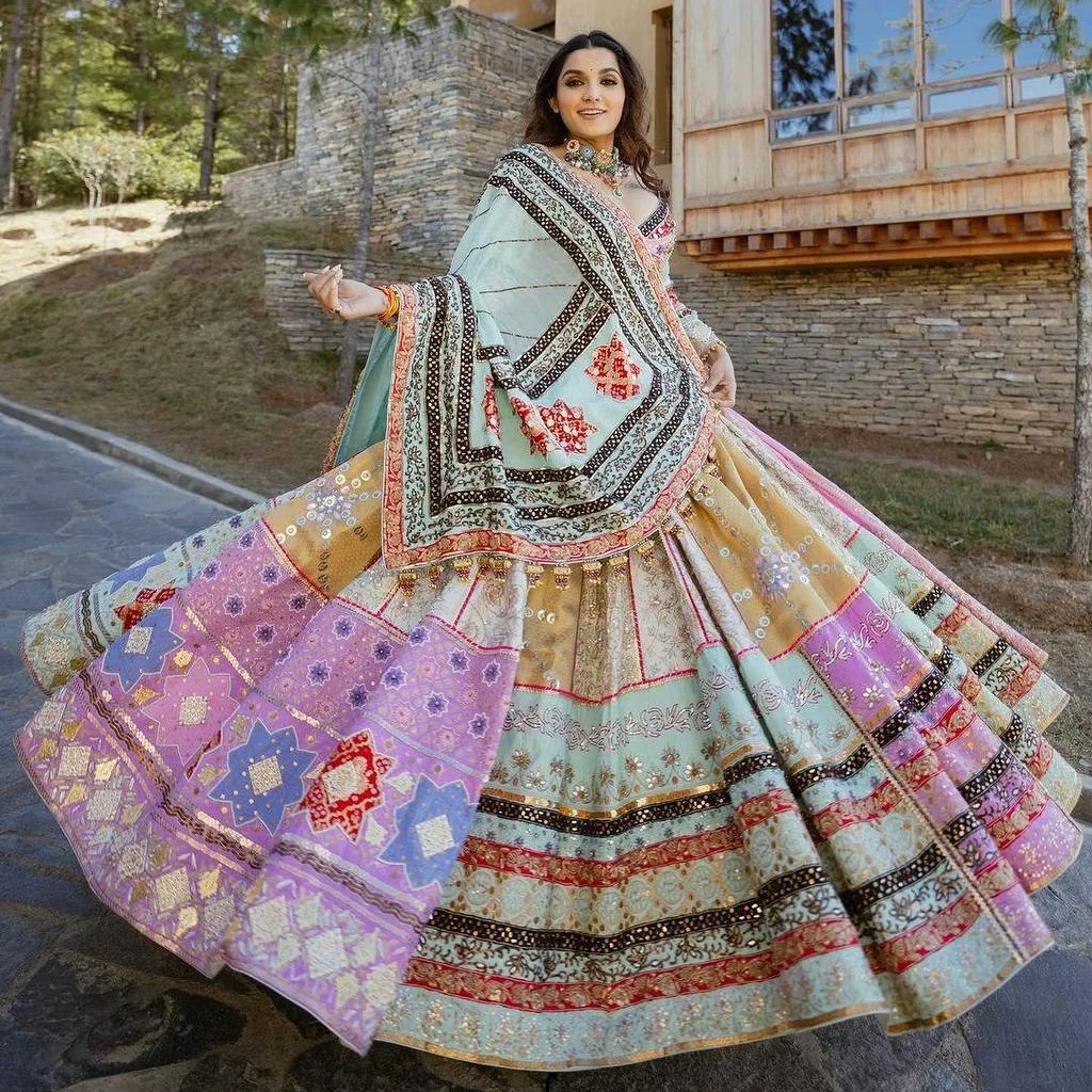 Navratri Lehenga Choli Traditional Indian & Pakistani Clothing with Mirror  Embroidery Crafted from Elegant Silk with blouse