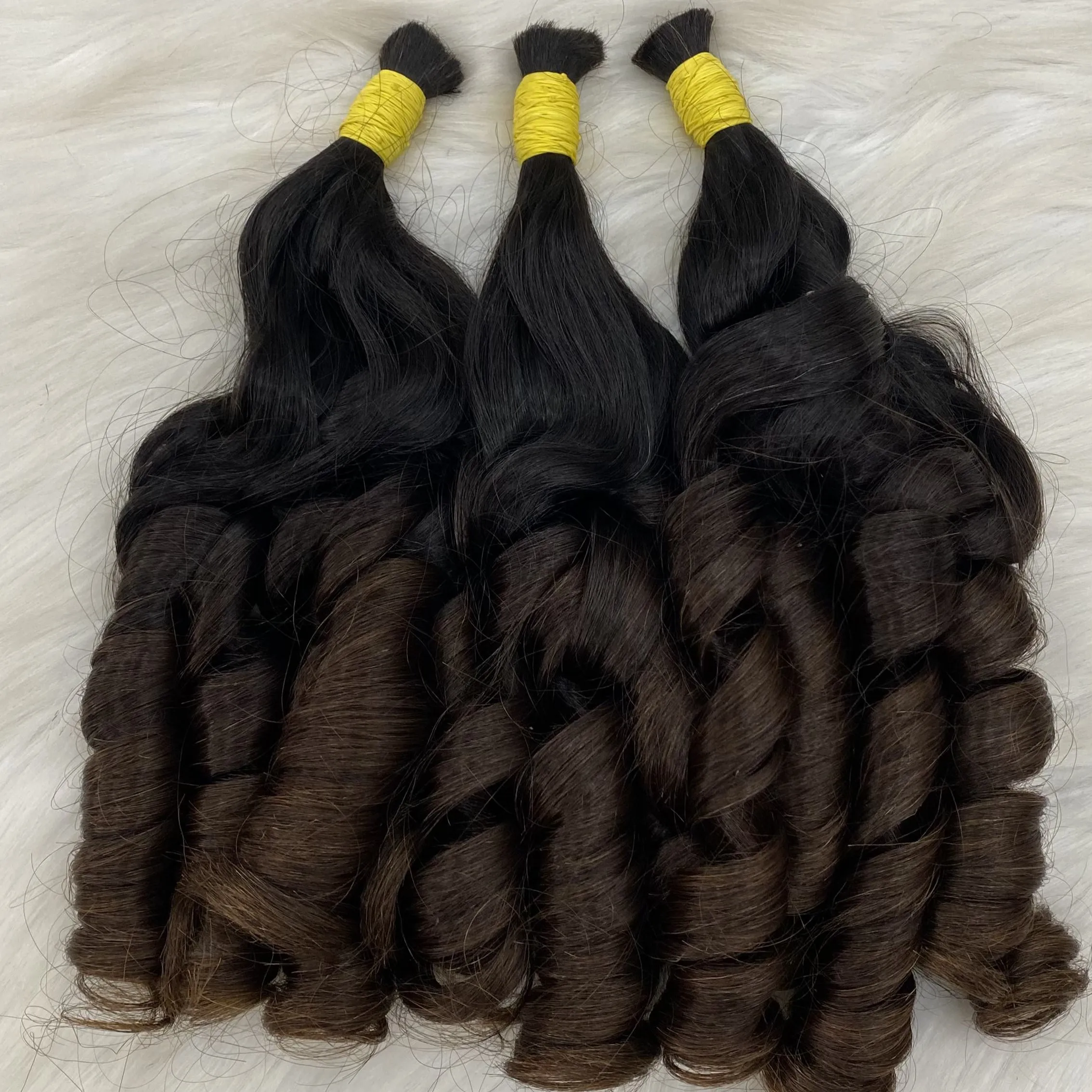 Long Burgundy Bouncy Curly Hair In Bulk All Cuticles Aligned Vietnamese Human Hair Extensions