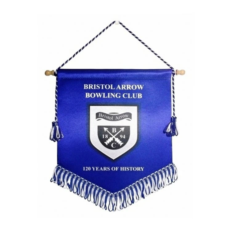 Custom Logo/Hand Embroidery Bullion Embroidered Pennants and Table Flags with Bullion Fringes flags