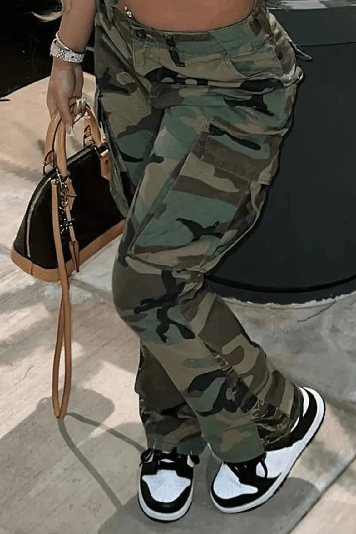 wholesale autumn 2023 women fashion flared camo cargo pants women