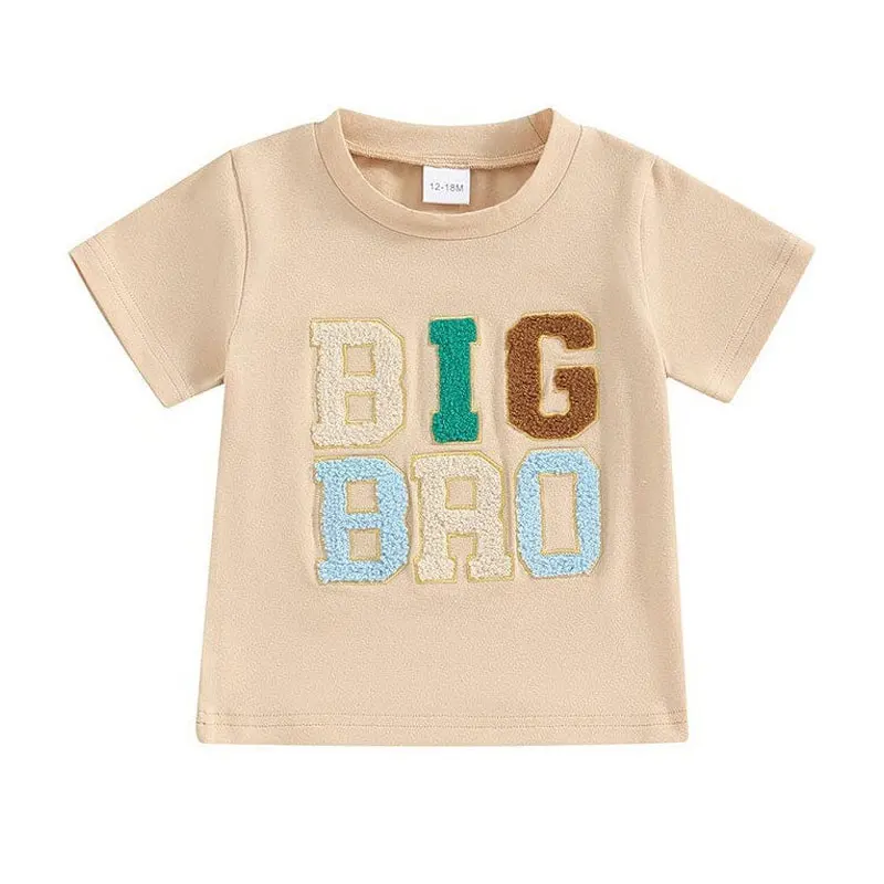 Big Bro Shirts for Girls Toddler Kids Short Sleeve T Shirt Letter Embroidery Tops Summer Casual Cute T-shirts