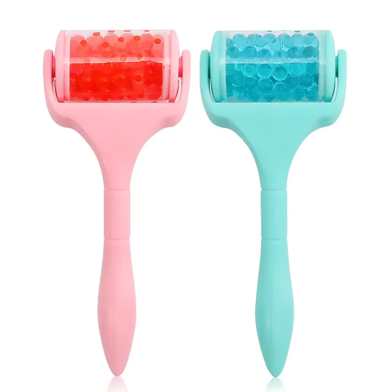 low price plastic green pink ice face roller handheld facial lifting massager skin tool