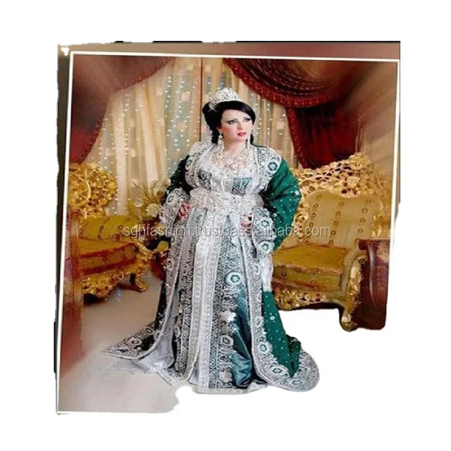 2022 Latest Moroccan Wedding Kaftan High Quality Stone Work on Customizable Color Dress for Brides