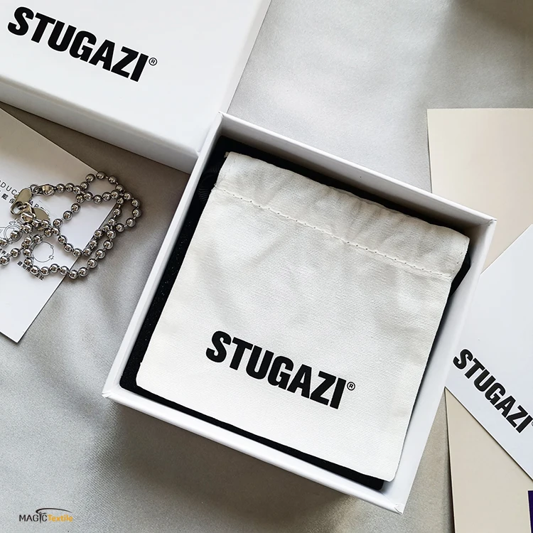 Wholesale Custom Logo Natural Organic Beige Gift Candle Drawstring String Canvas Jewellery Packaging Jewelry Cotton Pouch