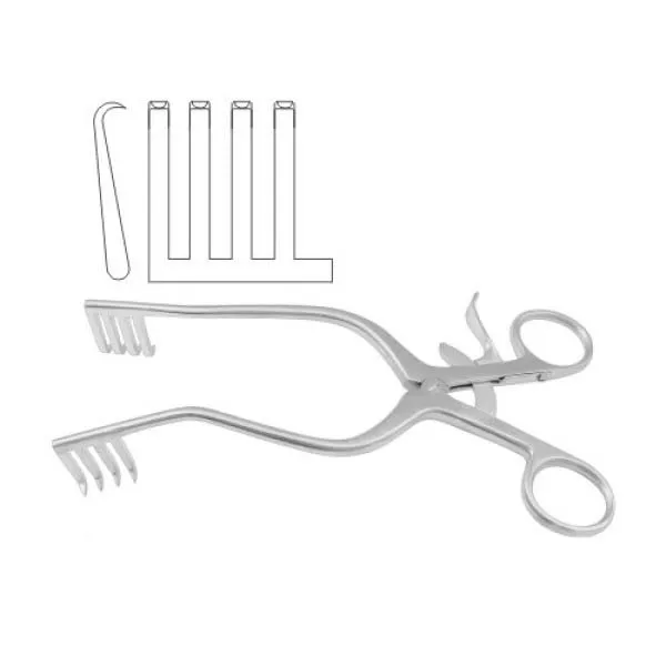 SPZA Anderson-Adson самовоспорный Ретрактор 4x4 тупые зубцы из нержавеющей стали 20 см-8 дюймов