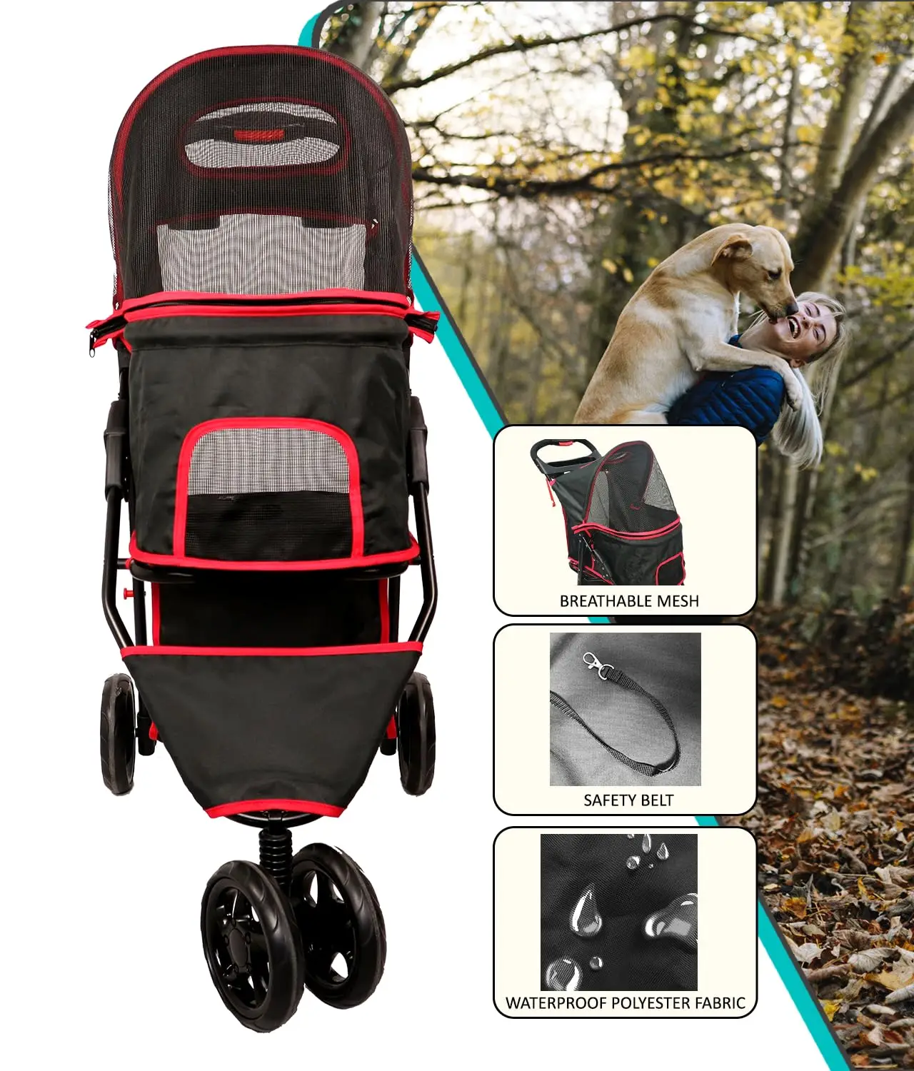 TH-PSP-093 Vietnam Factory Price Rotate Wheels Pet Stroller Walking Cage Pet Cart Carriers