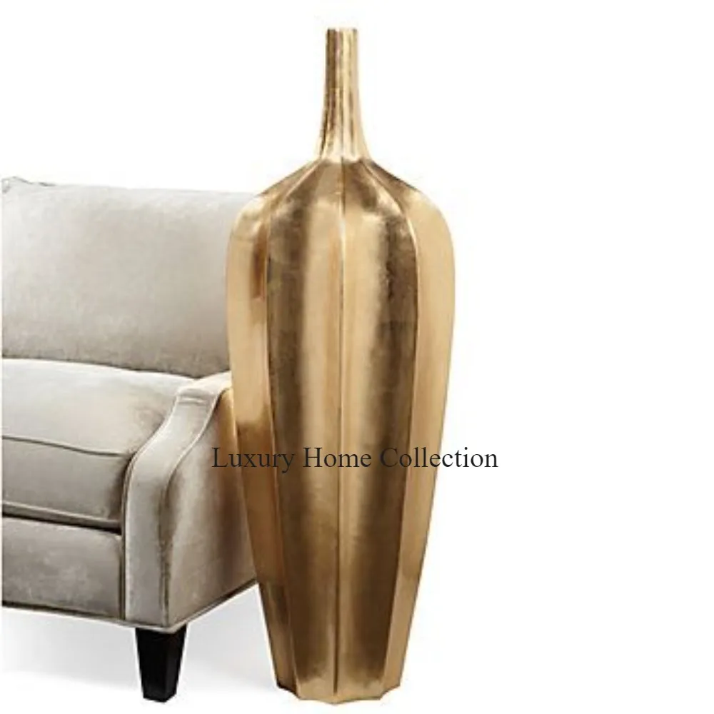 New Design Pewter Cast Golden Color Attractive Design Vase And Flower Vase Long Size Home Decorative Accessories