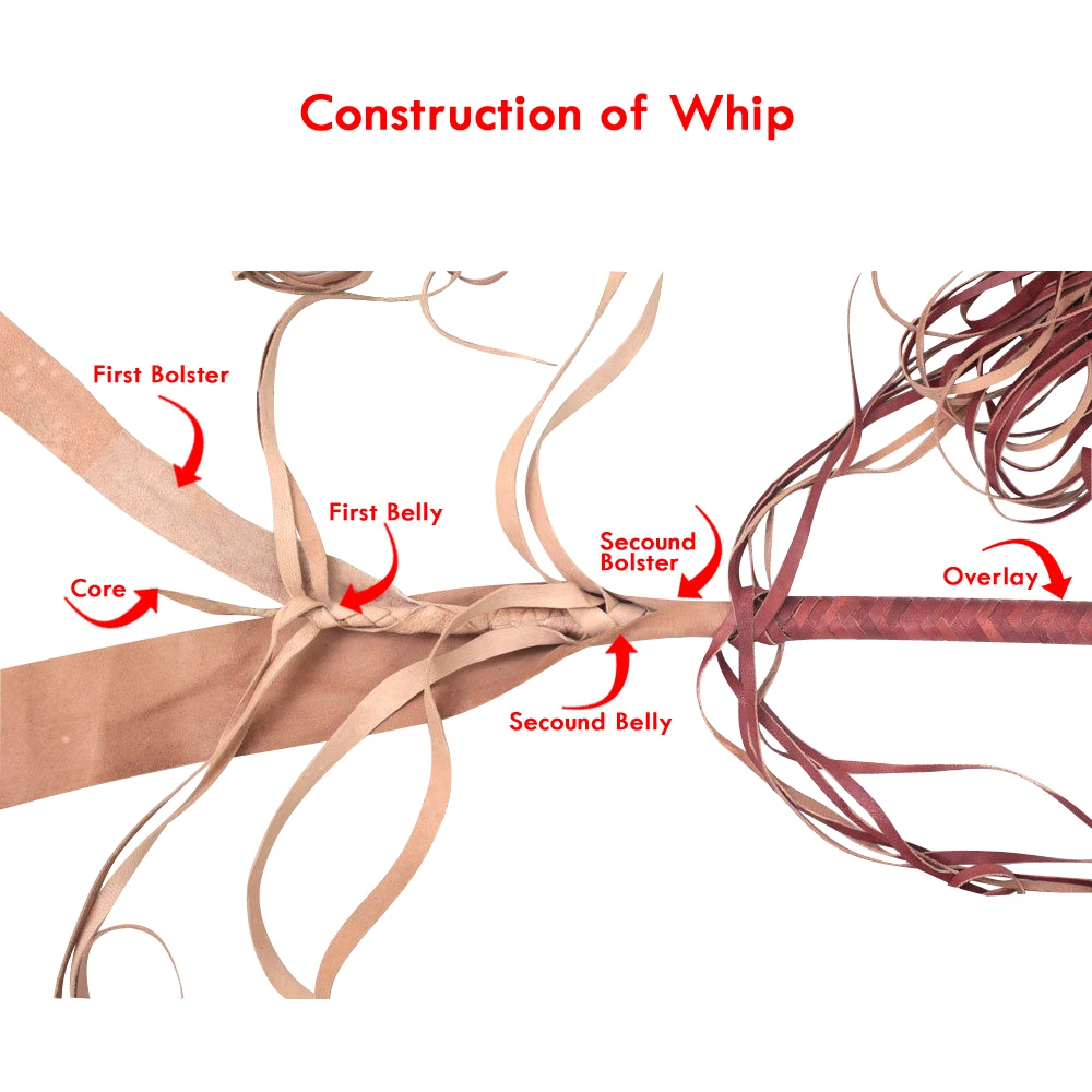 Brown Leather Whip Kangaroo Hide Hand Made Heavy Bull Whip  4 To 16 Feet  14 Plaits Custom Bull Whip Belly And Bolster
