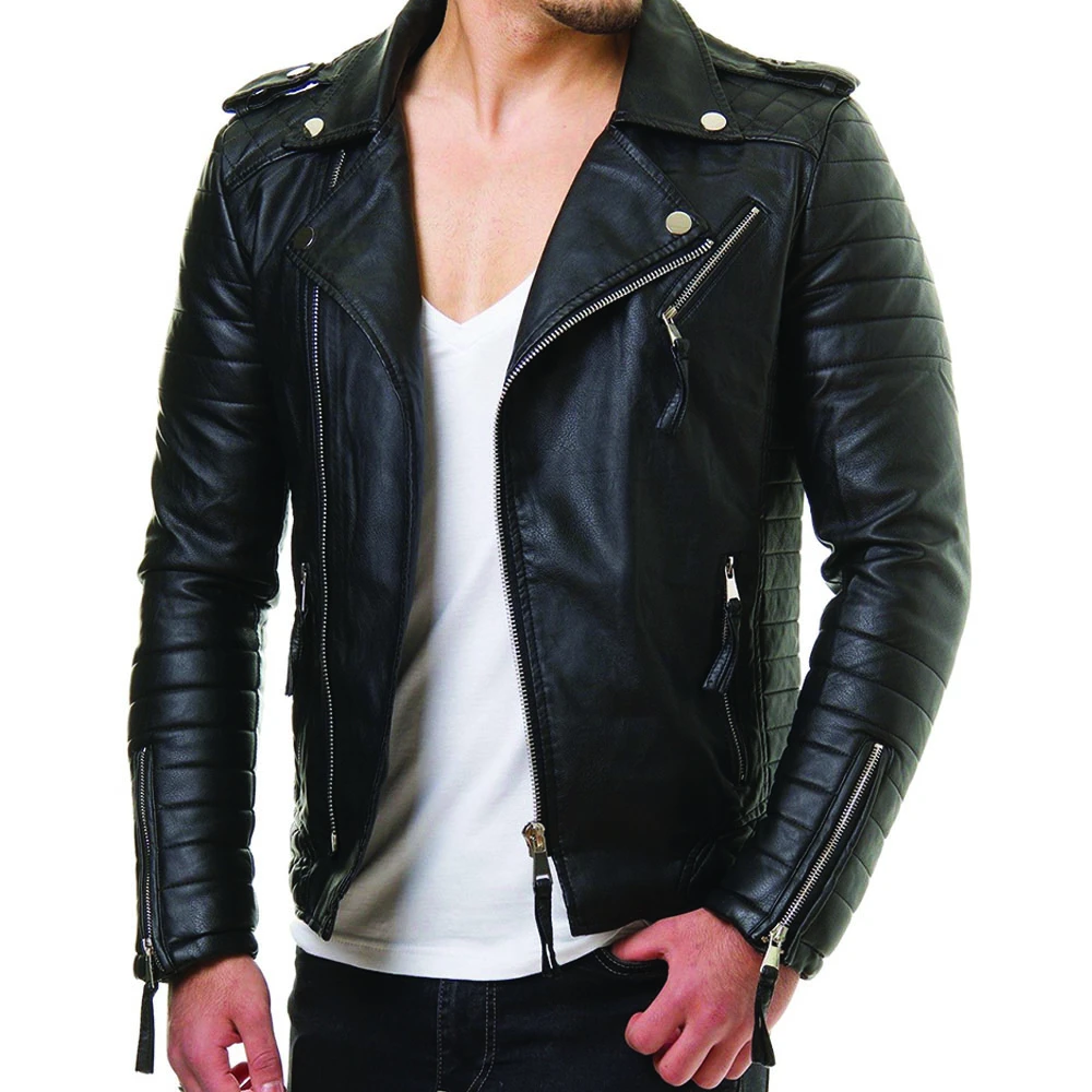 New Fashion Men Leather Jacket Zipper Style Real Leather Jacket For Men Best Quality Leather Jacket quality