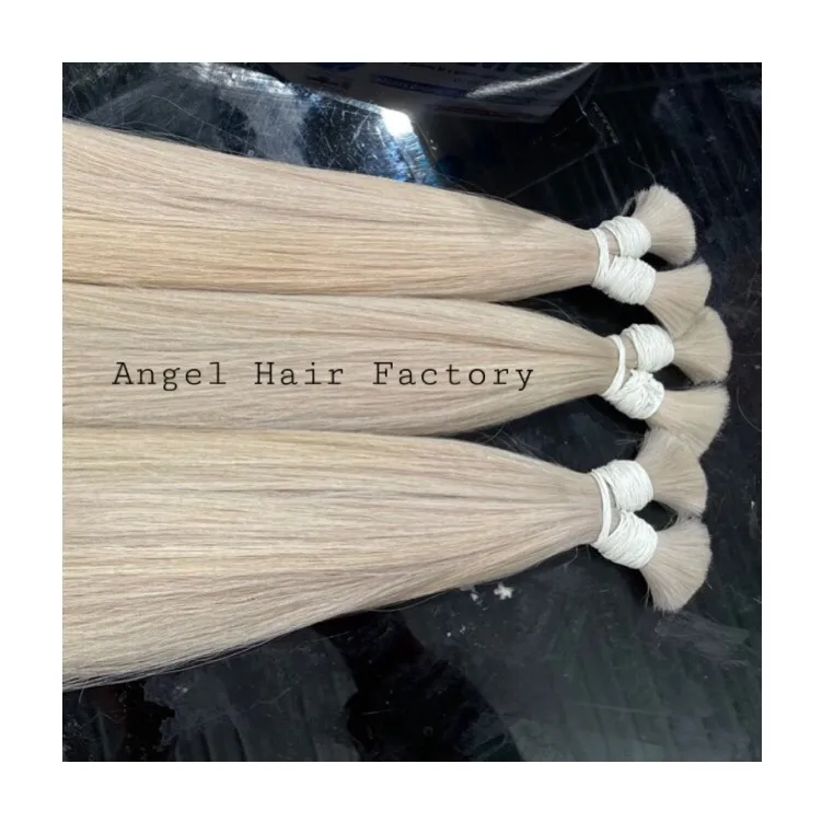 Bulk Hair Vietnamese 100% Human Remy Hair Extensions Silky Straight Natural Color #1B Natural Wave Curly Hair