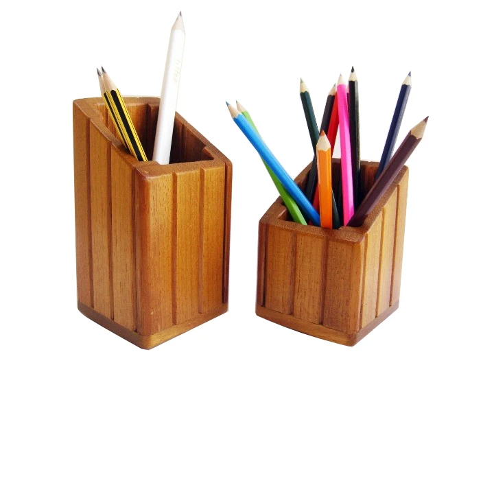 Attractive Designer Round Shape Natural Finished Pencils Cases For School Stationary Desk Organizer Mango Pencils Box Holders