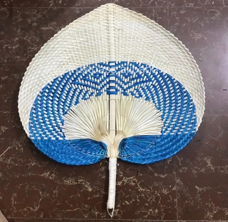 Color Bamboo Raffia Handheld Fan Summer Traditional Chinese Craft Palm Leaf Straw Cane Rattan Woven Hand Fans