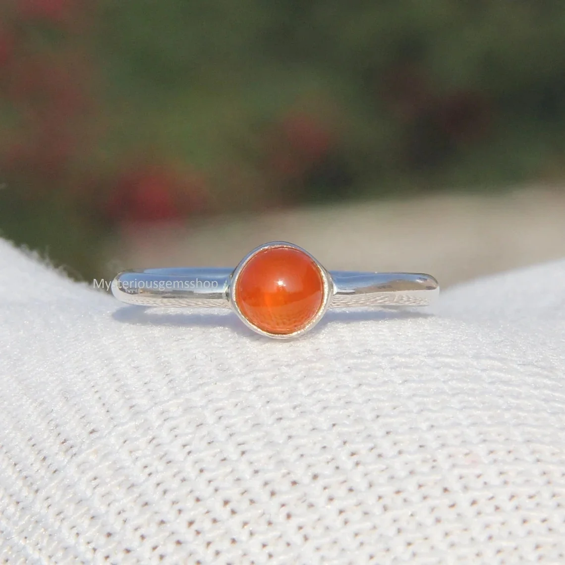 Handmade 925 Sterling Silver Ring with Shape Carnelian Gemstone Daily Wear Wedding Gift Girls Featuring Expert Inlay Setting