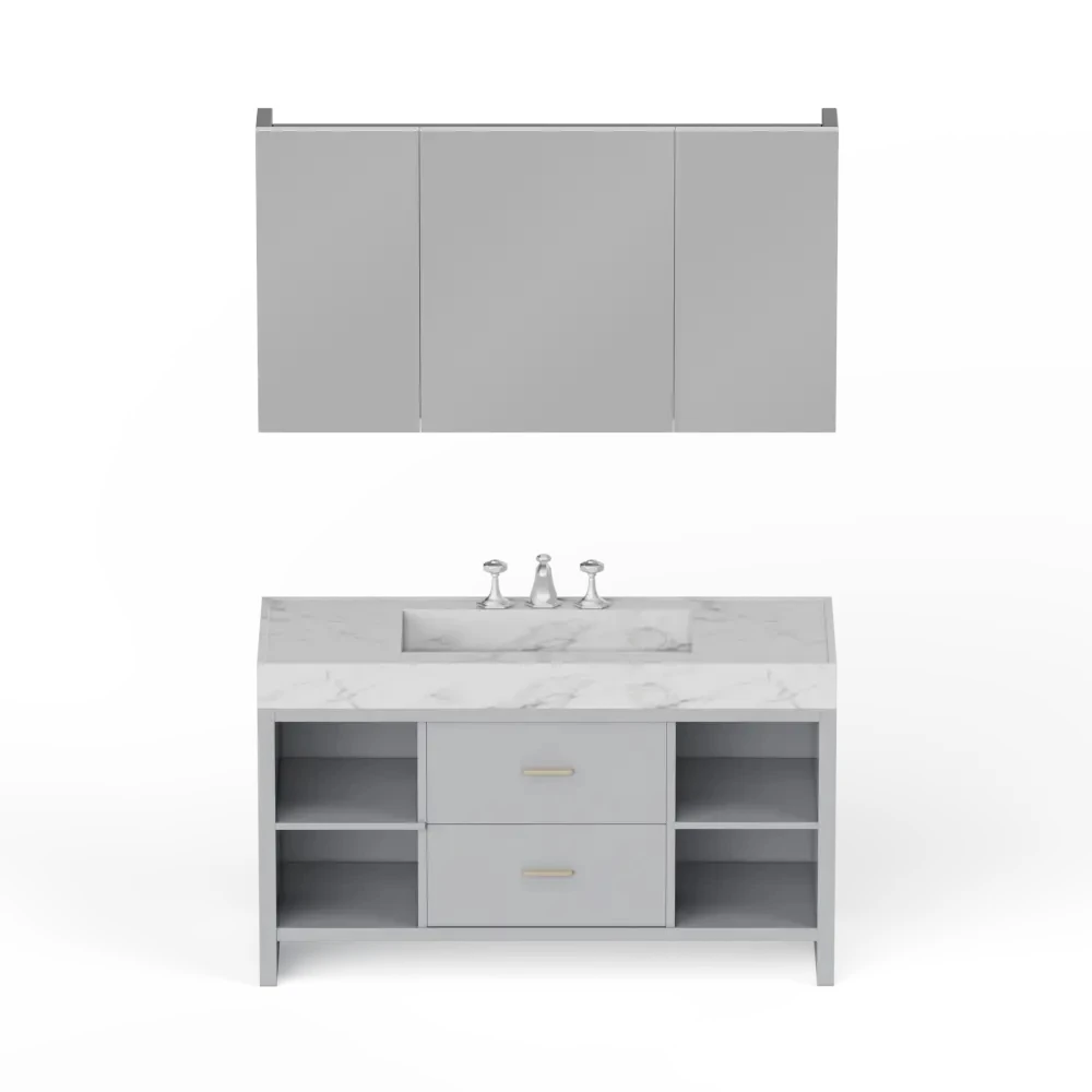 Good Sustainability Affordable Customizable White Color Bathroom Vanity Plywood Two Side Cabinets