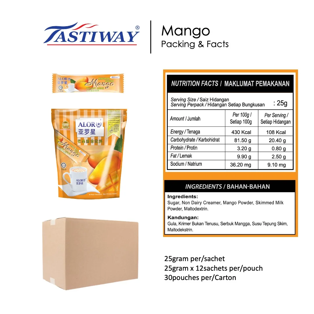 Hot Deals Premium Export Quality Malaysia Natural Fruit Instant Drink 12 Stick In Bag Packaging  Light Yellow Mangosteen Flavor