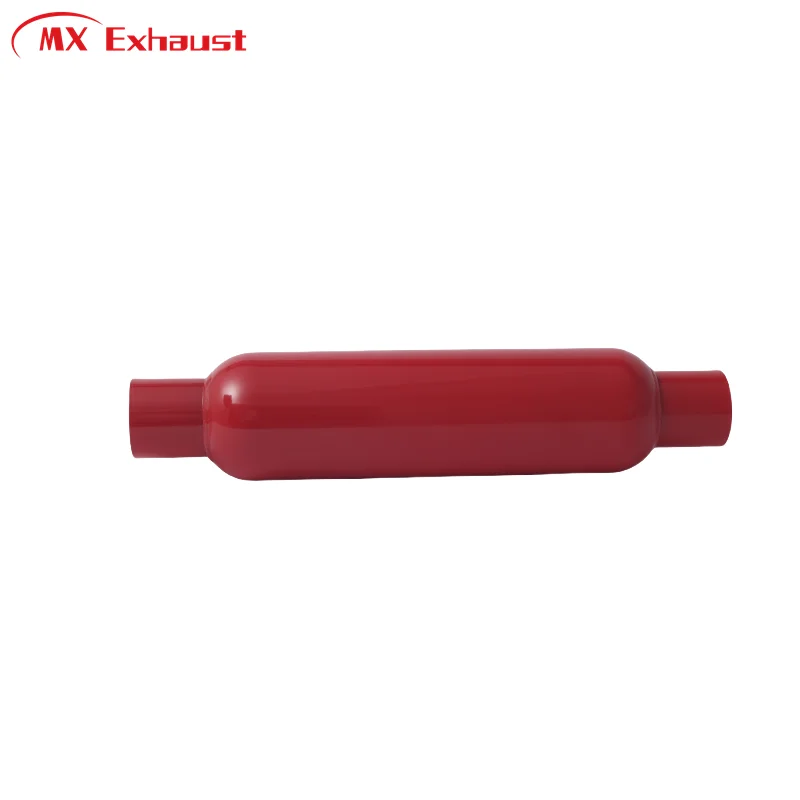 Stainless Steel Exhaust Muffler Red Painted with Polished Surface Resonator and Glasspack for Cars